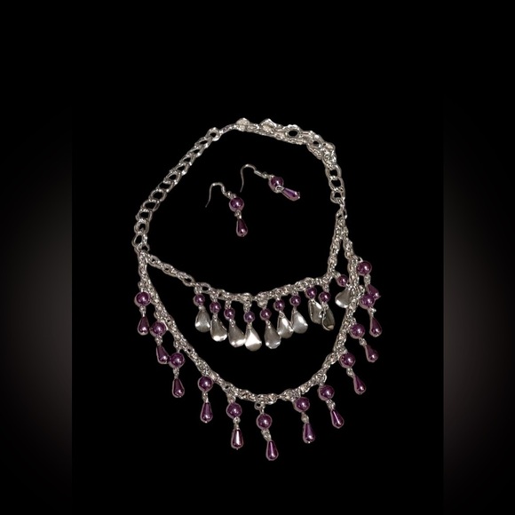 🆕Purple waterfall drop necklace and earring combo.🆕 - Picture 1 of 4